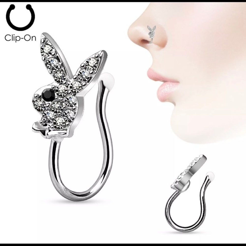 Clip on playboy nose piercing